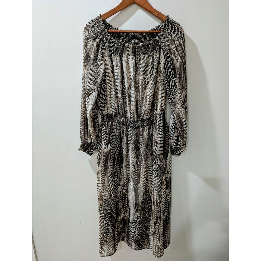 W By Worth Animal Print Off The Shoulder Midi Dress
